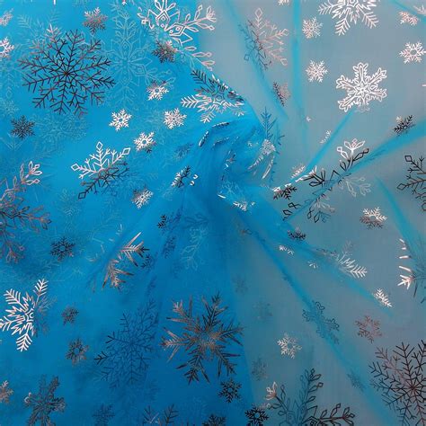 Metallic Snowflake Organza Fabric White/Silver, by 